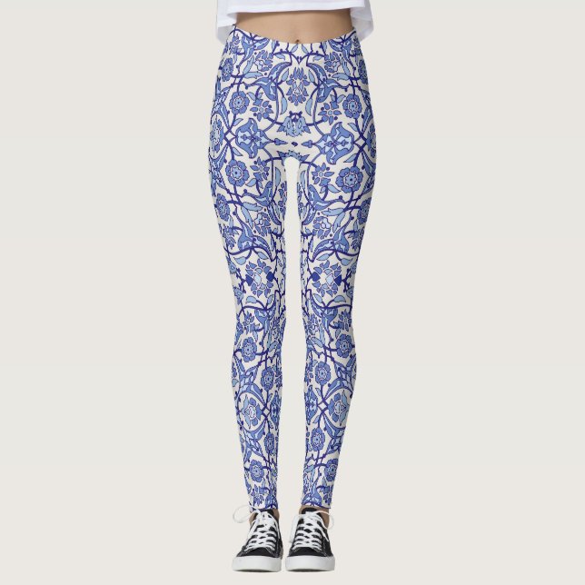Legging mosaico de flores marroquinas azul andaluz (Frente)