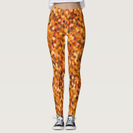 Legging Mosaico de hexágonos em pontos em tons avermelhado