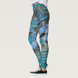 Legging Mosaico de Vidro do Mar Azul