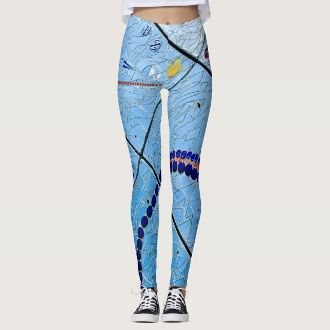 Legging Mosaico Espelho Azul abstrato (Frente)