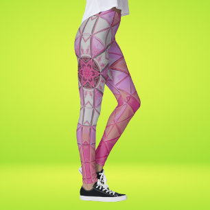 Legging Mosaico Flor de Mandala, rosa e branco