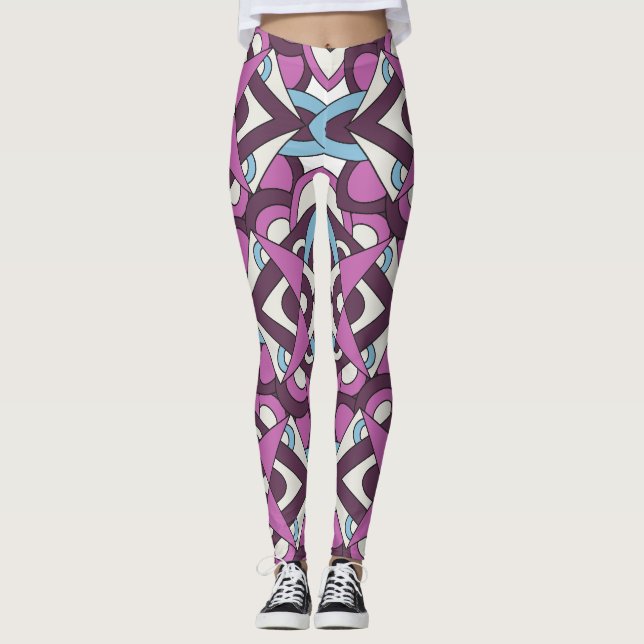 Legging Mosaico Geométrico Moderno – Padrão de Cores Abstr (Frente)