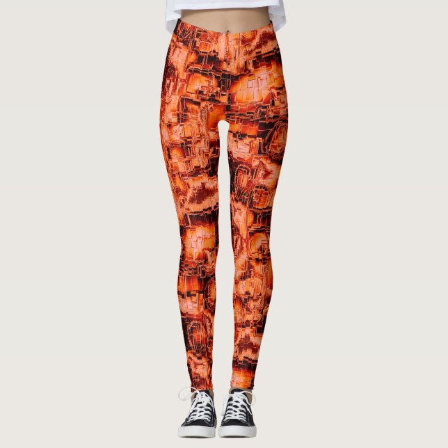 Legging mosaico gravado em abstrato em tons de cinza (Frente)