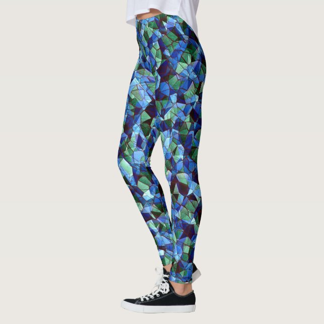 Legging Mosaico irregular e desorganizado sobreposto azul (Esquerda)