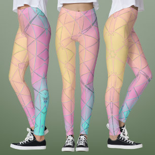 Legging Mosaico Mandala Amarelo Cor-de-rosa e Azul