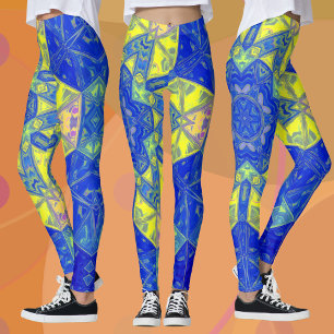 Legging Mosaico Mandala Azul e Amarelo