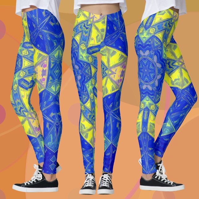Legging Mosaico Mandala Azul e Amarelo (Criador carregado)