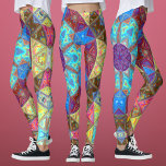 Legging Mosaico Mandala Azul, Rosa e Amarelo<br><div class="desc">Este design de caleidoscópio mosaico apresenta azulejos brilhantes cor-de-rosa,  azuis e amarelos. Um design geométrico vívido inspirado por fractais,  mandalas e mosaicos de vidro manchados. Pegue esta design de triquete bonita agora para seu amigo favorito que ama cores brilhantes!</div>