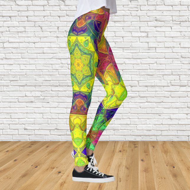 Legging Mosaico Mandala Flor Amarelo Azul e Verde (Criador carregado)