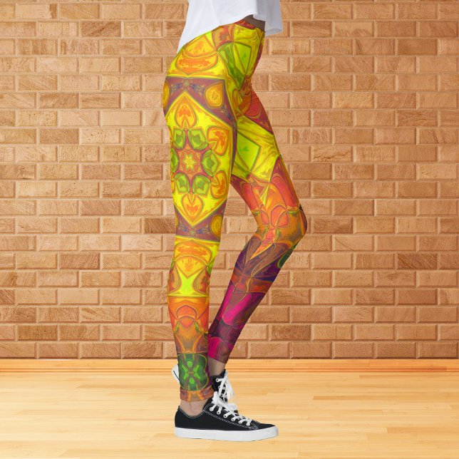 Legging Mosaico Mandala Flor Amarelo Laranja e Roxo (Criador carregado)