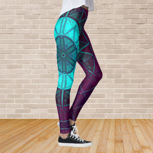 Legging Mosaico Mandala Flor Azul e Roxo