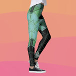 Legging Mosaico Mandala Flor Azul Verde e Preto<br><div class="desc">Esta flor do caleidoscópio mosaico apresenta azulejos azuis,  verdes e pretos brilhantes. É uma geometria vívida inspirada por fractais,  mandalas e mosaicos de vidro manchados. Obtenha este design trippy agora para seu amigo favorito que ama cores brilhantes!</div>