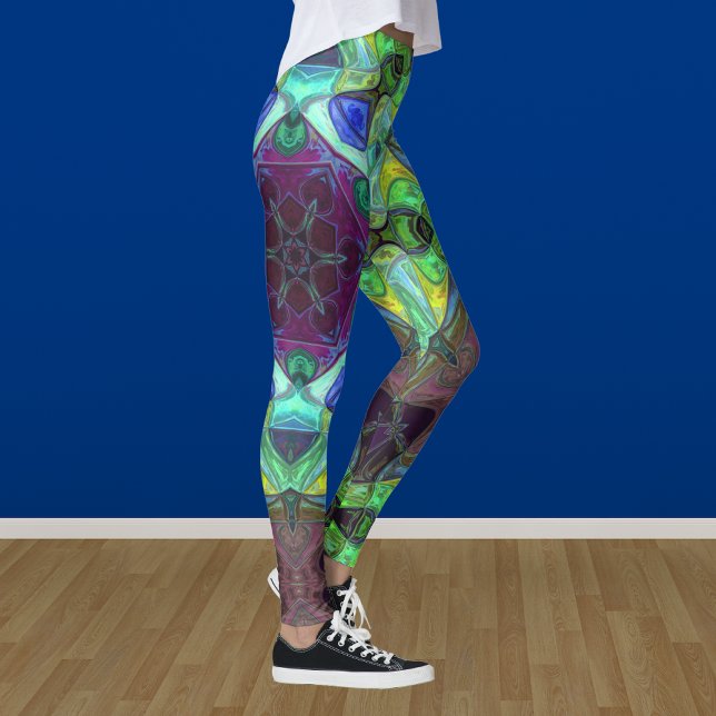 Legging Mosaico Mandala Flor Roxo Azul e Verde (Criador carregado)