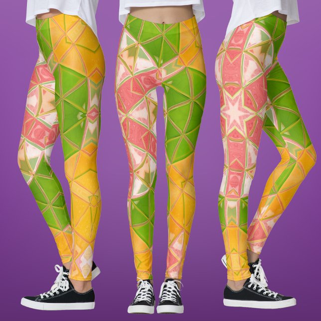Legging Mosaico Mandala Laranja Verde e Rosa (Criador carregado)