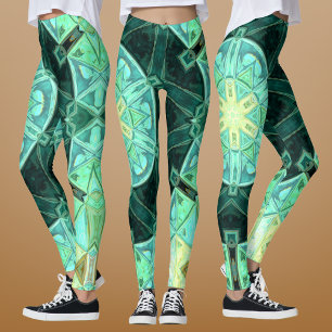 Legging Mosaico Mandala Teal e Amarelo