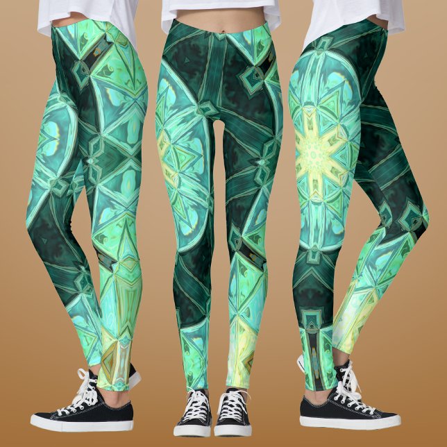 Legging Mosaico Mandala Teal e Amarelo (Criador carregado)