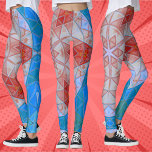 Legging Mosaico Mandala Vermelho Branco e Azul<br><div class="desc">Esta flor do caleidoscópio mosaico apresenta brilhantes azulejos vermelhos,  brancos e azuis. É uma geometria vívida inspirada por fractais,  mandalas e mosaicos de vidro manchados. Obtenha este design trippy agora para seu amigo favorito que ama cores brilhantes!</div>