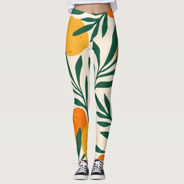 Legging Mosaico Mandarim: Trendy Citrus Chic (Frente)
