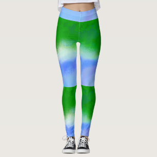 Legging Mosaico MODERN abstrato, a azul-céu-verde-esverdea