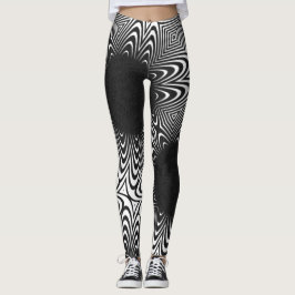 Legging Mosaico MODERN-abstrato, a negro-branco-fundo