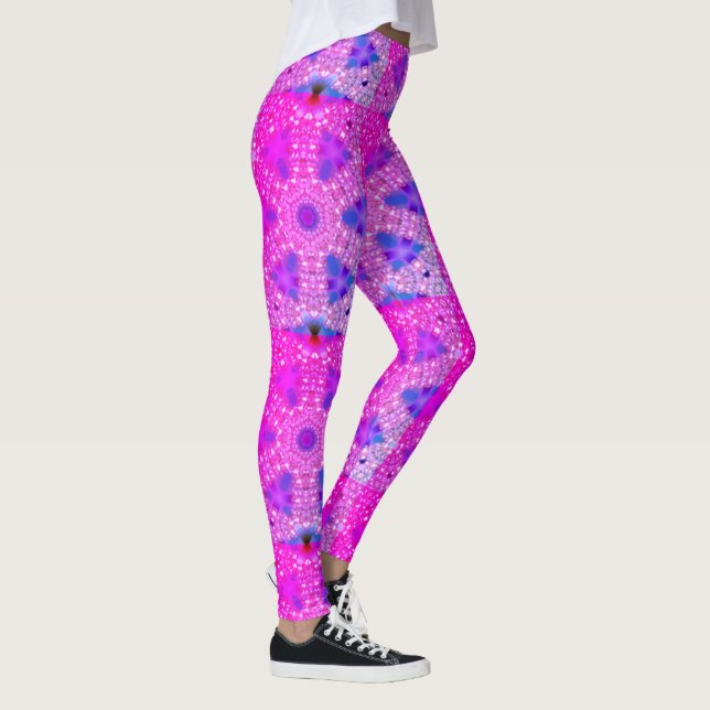 Legging Mosaico MODERN-abstrato, cor-de-rosa-azul (Direita)