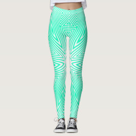 Legging Mosaico MODERN-abstrato, verde-claro-branco