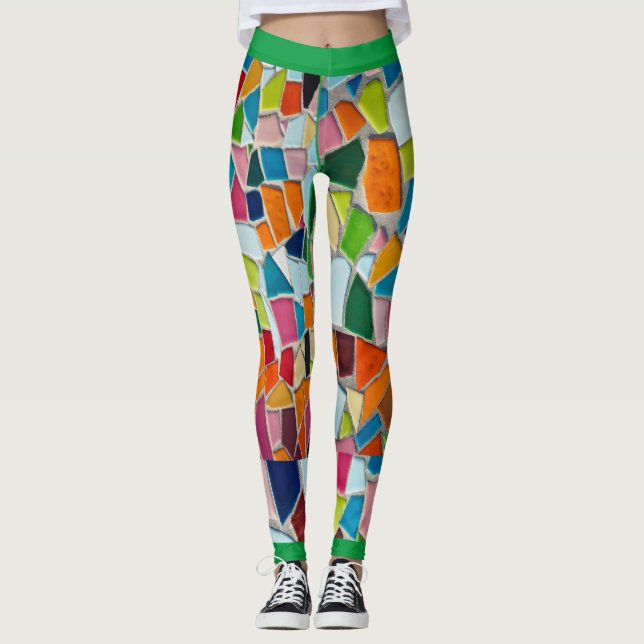 Legging Mosaico projeta com verde (Frente)