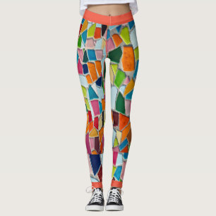 Legging Mosaicos projetados com pernas laranja