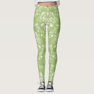 Legging Moss Green e White Damask