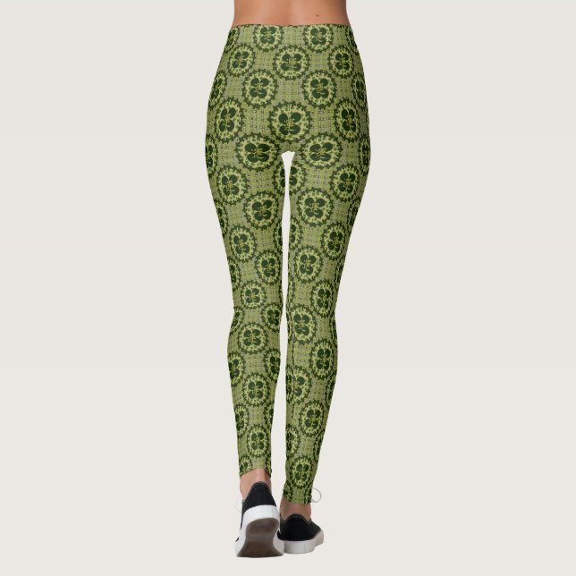 Legging Moss Green Kanji Shamrock Padrão (Verso)