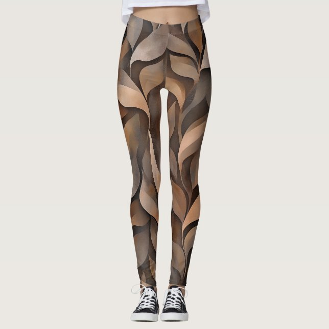 Legging 🍂 Motif de feuilles et de vignes en tons naturels (Frente)