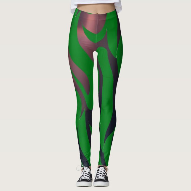 Legging Motif Dinâmico Verde E Preto (Frente)
