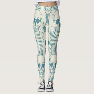 Legging Motif do crânio: Padrão de mão livre sem costura