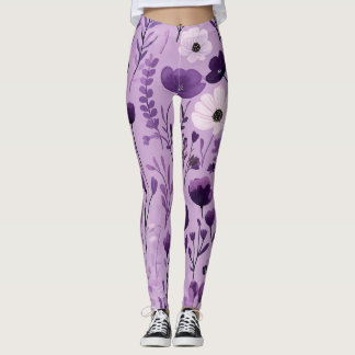 Legging Motif floral vintage en violet pour déco rétro