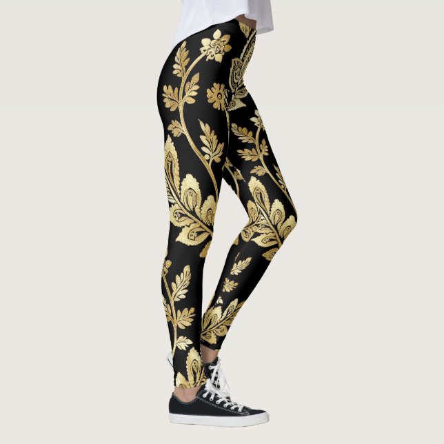 Legging Motif Geométrico Preto E Dourado (Direita)