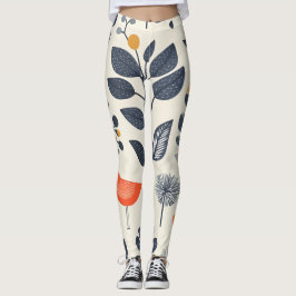 Legging 🌿 Motif Nature Scandinave avec Oiseau 🐦