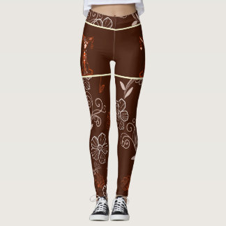 Legging Motifs Chat Japonais & Chrysanthème