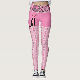 Legging Motifs Chat Japonais & Chrysanthème