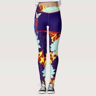 Legging Motifs Chat Japonais & Chrysanthème