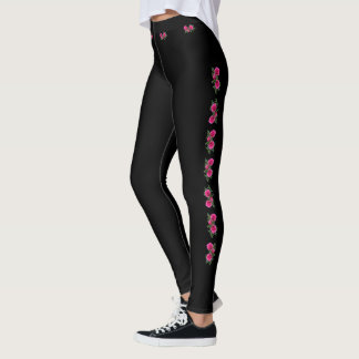 Legging Motivo de Rosa Preto