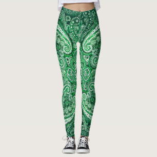 Legging Motivo Paisley Verde Monocromático