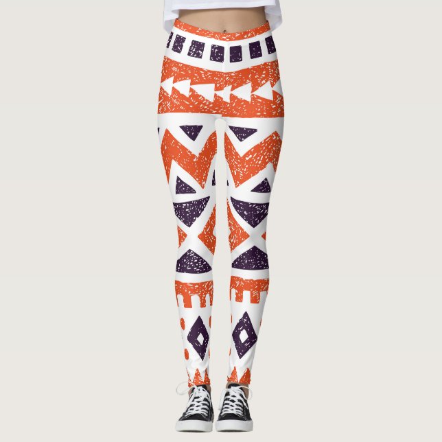 Legging Motivos tribais asteca, impressão striped (Frente)