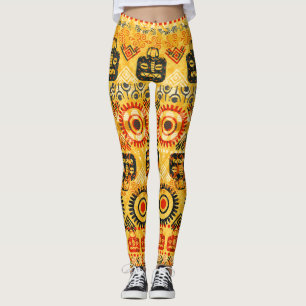 Legging Motivos tribais: padrão étnico contínuo.