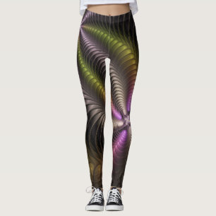 Legging Movimento poderoso Arte Fractal Abstrato Colorida