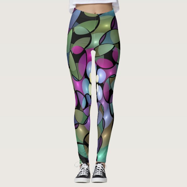 Legging Movimentos Coloridos Abstrato Trippy Fractal Art (Frente)