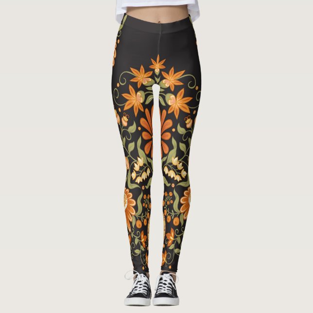 Legging Mughal Fantasy: Opulência Refletora Floral (Frente)
