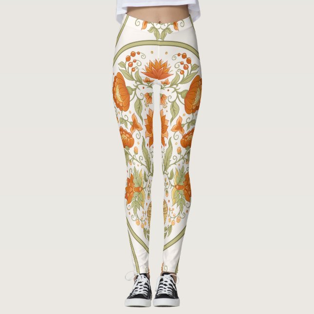 Legging Mughal Motif Fantasy Flowers Padrão (Frente)
