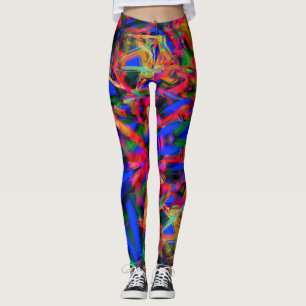 Legging Muitos quadrados tortos com 'pinceladas' coloridas