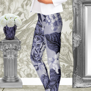 Legging Mulberry Toile floral botânico roxo azul No.1