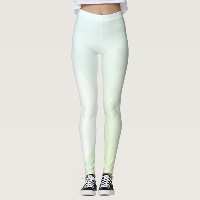Legging Mulher Azul Amarelo Verde Trendência Branca Modern (Frente)